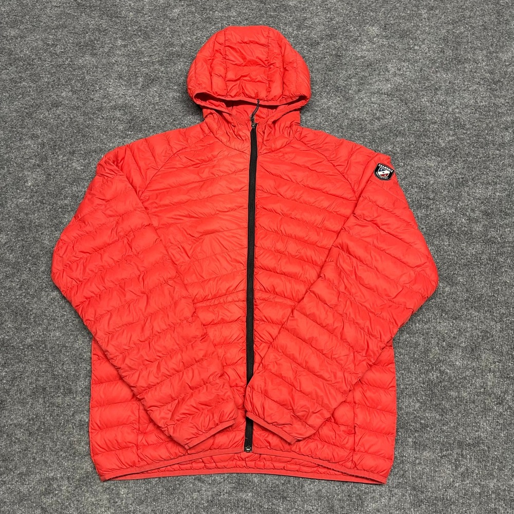 Chamonix Collection Puffer Jacket Womens XL Red Duck Down Hooded Full Zip Alpine
